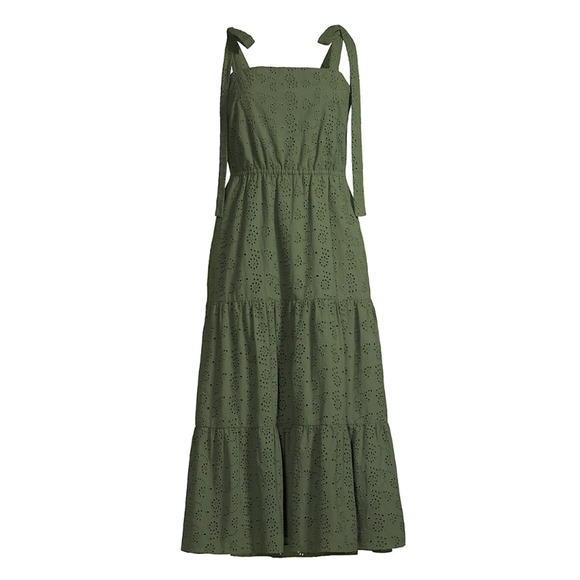 Jason Wu Eyelet Tiered Midi Dress Dark Green Size 0 3676